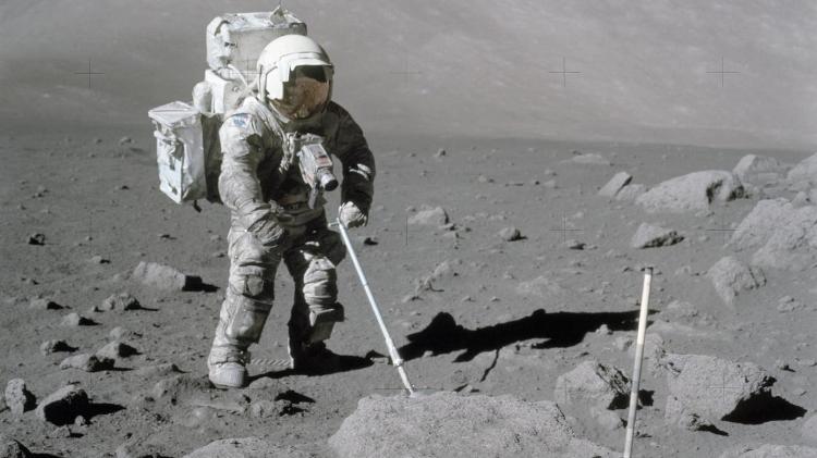 O astronauta da Apollo 17, Harrison Schmitt, na Lua