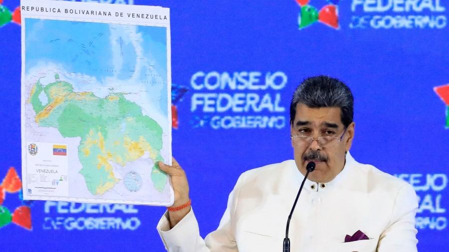 Maduro apresentou mapa da Venezuela com área incorporada ao país