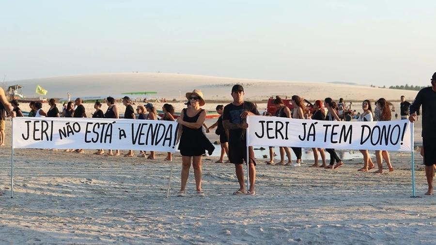 13.out.2024 - Protesto de moradores e empresários de Jeri contra acordo de retomada de terras 