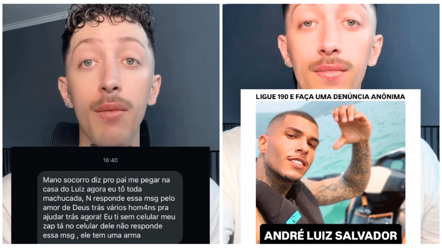 O maquiador Luiz Philipi denunciou o caso e divulgou mensagens da irmã e uma imagem do suspeito de agressão, que está foragido; Eduarda segue desaparecida O maquiador Luiz Philipi denunciou o caso e divulgou mensagens da irmã e uma imagem do suspeito de agressão, que está foragido; Eduarda segue desaparecida
