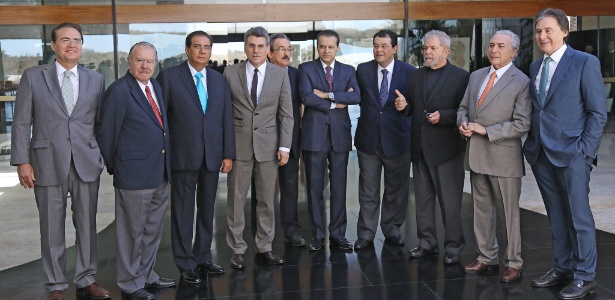 O ex-presidente Luiz Inácio Lula da Silva com o vice-presidente Michel Temer (PMDB), Renan Calheiros (PMDB-AL) e ministros em Brasília - Ricardo Stuckert/ Instituto Lula