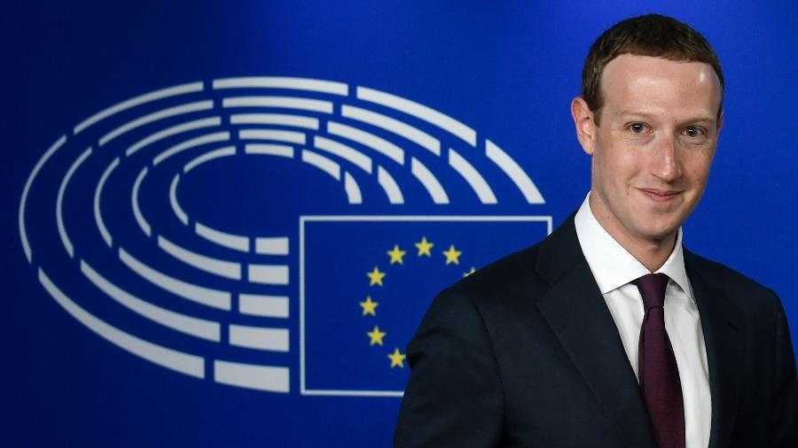 22.mai.2018 - Mark Zuckerberg, chefe-executivo do Facebook, chega ao Parlamento Europeu para falar sobre o escândalo de privacidade de dados - John Thys/AFP