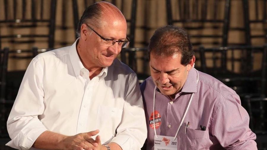 Geraldo Alckmin e Paulinho da Força durante encontro do Solidariedade, em setembro de 2017  - Jorge Araujo/Folhapress