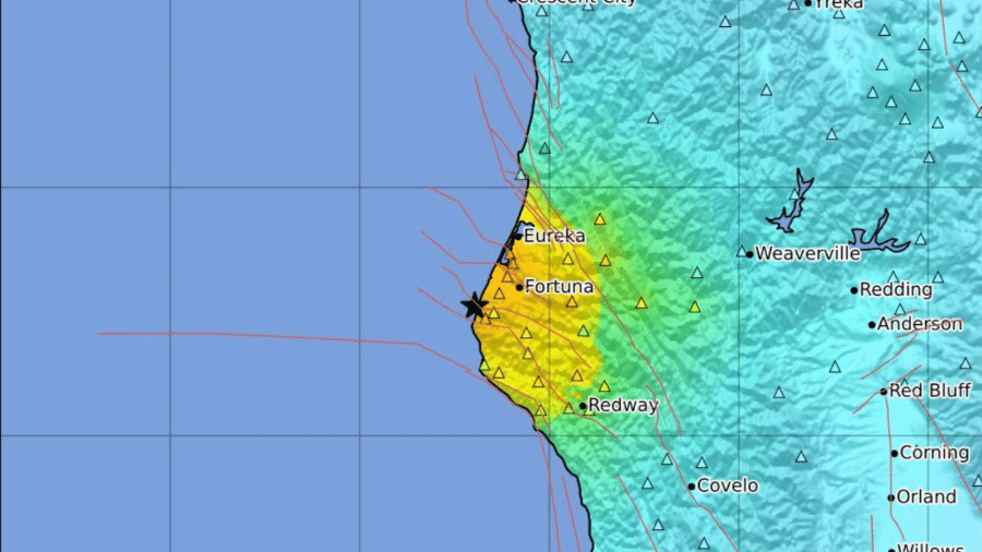 Terremoto aconteceu próximo a cidade de Ferndale, na costa californiana  - Reprodução/Twitter/USGS