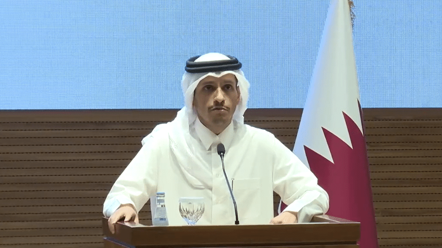 19.nov.2023 - Primeiro-ministro do Qatar, sheikh Mohammed bin Abdulrahman Al Thani