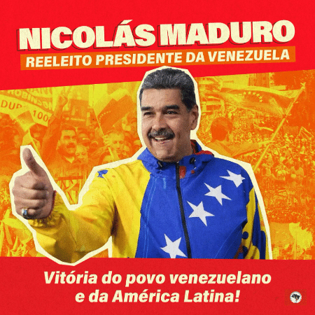 29.jul.2024 - Publicação do MST nas redes comemora o anúncio da reeleição de Maduro na Venezuela