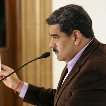 17.mar.2020 - O ditador da Venezuela, Nicolás Maduro, fala à TV de Caracas sobre o coronavírus - Presidência da Venezuela/Xinhua