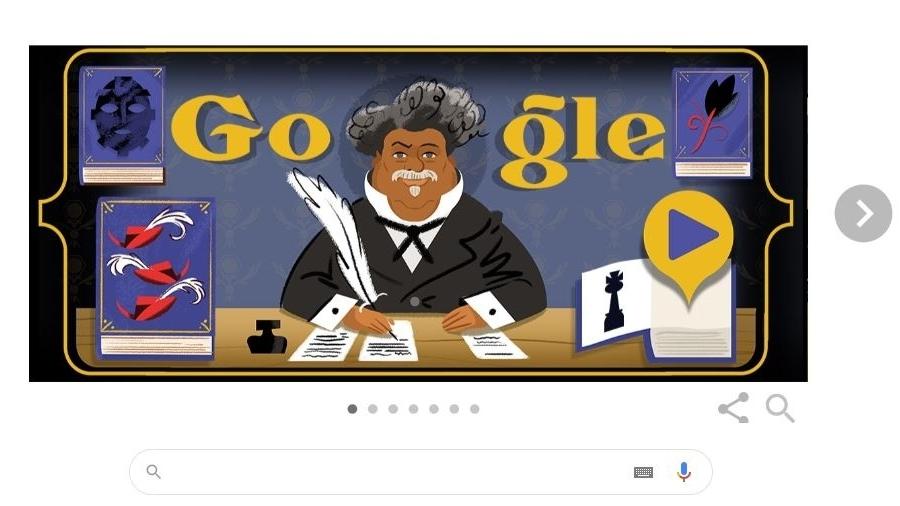 Alexandre Dumas é o homenageado desta sexta pelo Google - Reprodução