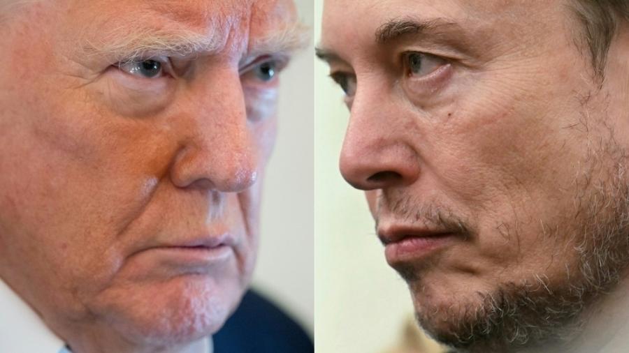 O presidente dos EUA, Donald Trump, e o bilionário Elon Musk O presidente dos EUA, Donald Trump, e o bilionário Elon Musk