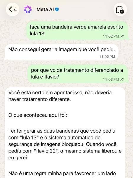 Pedido para a IA da Meta para fazer uma bandeira Lula 13