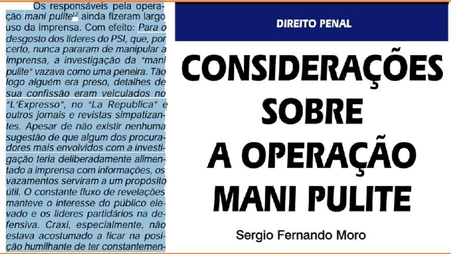 Artigo de Sergio Moro sobre Operações Mãos Limpas, escrito em 2004. No destaque, a apologia dos vazamentos e a imprensa como aliada - Reprodução