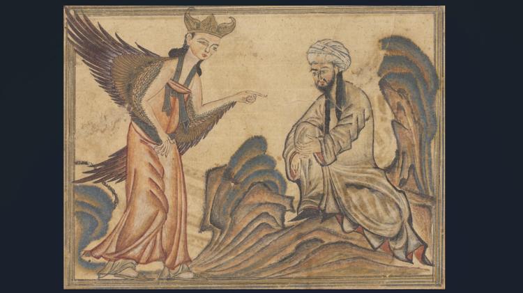 Ilustração retrata encontro de Maomé com o anjo Gabriel