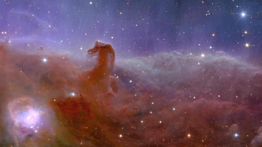 Imagem captada pelo telescópio Euclides da Nebulosa Cabeça de Cavalo, também conhecida como Barnard 33 - ESA/Euclid/Euclid Consortium/NASA, imagem processada por  J.-C. Cuillandre (CEA Paris-Saclay), G. Anselmi