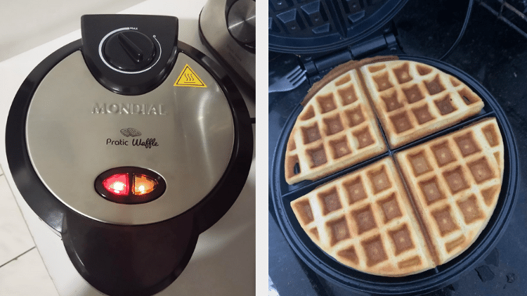 Esta máquina de waffles tem revestimento antiaderente, segundo a Mondial Esta máquina de waffles tem revestimento antiaderente, segundo a Mondial