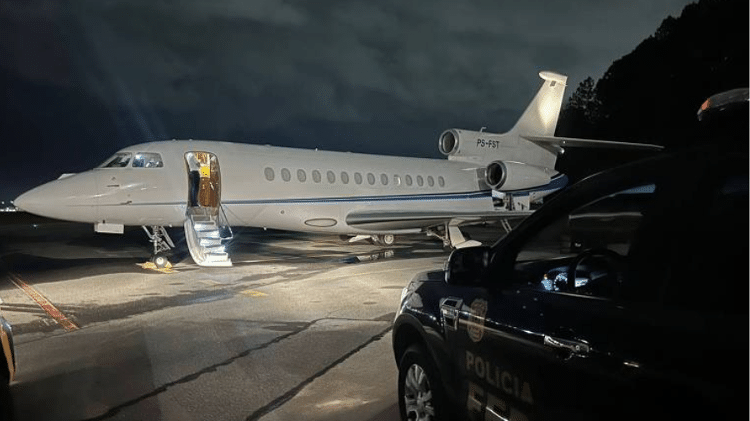 Jato Falcon 7X apreendido pela PF após prisão de Daniel Vorcaro