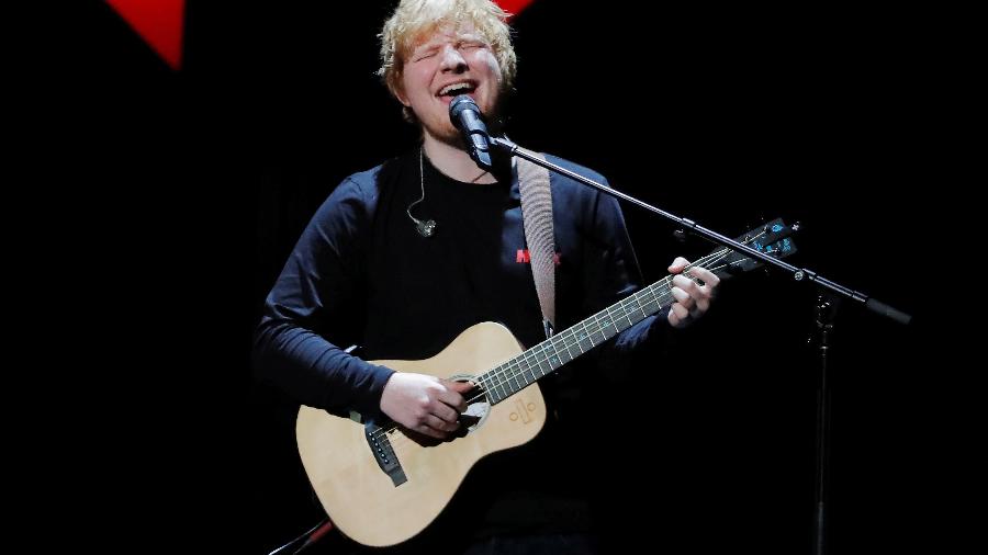 Ed Sheeran durante apresentação em Nova York - Lucas Jackson