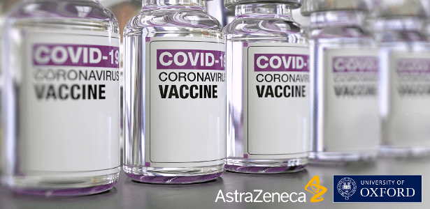 Ampolas da vacina contra covid-19 da AstraZeneca com a Universidade de Oxford