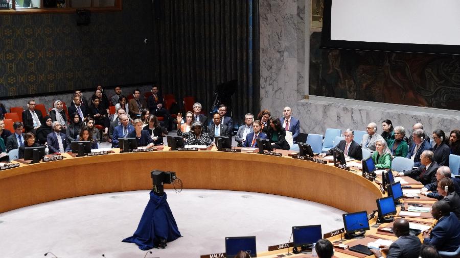 18.out.2023 - Membros do Conselho de Segurança da ONU se reuniram para votar resolução sobre Gaza