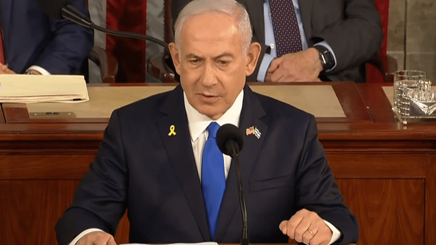 24.jul.2024 - Netanyahu faz discurso no Congresso dos EUA