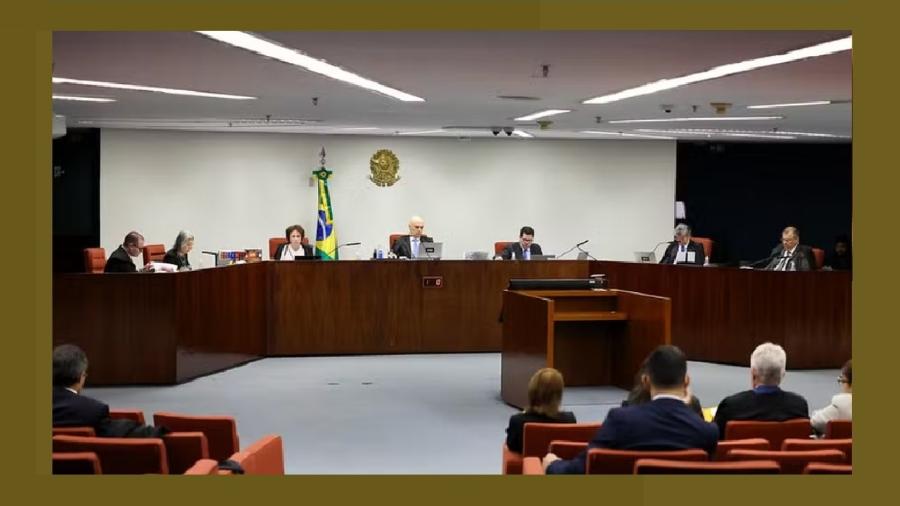 Primeira Turma do STF reunida para um julgamento. Esse é o colegiado que vai julgar se aceita a denúncia contra os golpistas apresentada por Gonet Primeira Turma do STF reunida para um julgamento. Esse é o colegiado que vai julgar se aceita a denúncia contra os golpistas apresentada por Gonet