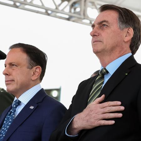 Jair Bolsonaro e João Doria em evento de formatura da PM-SP - Marcos Corrêa/PR