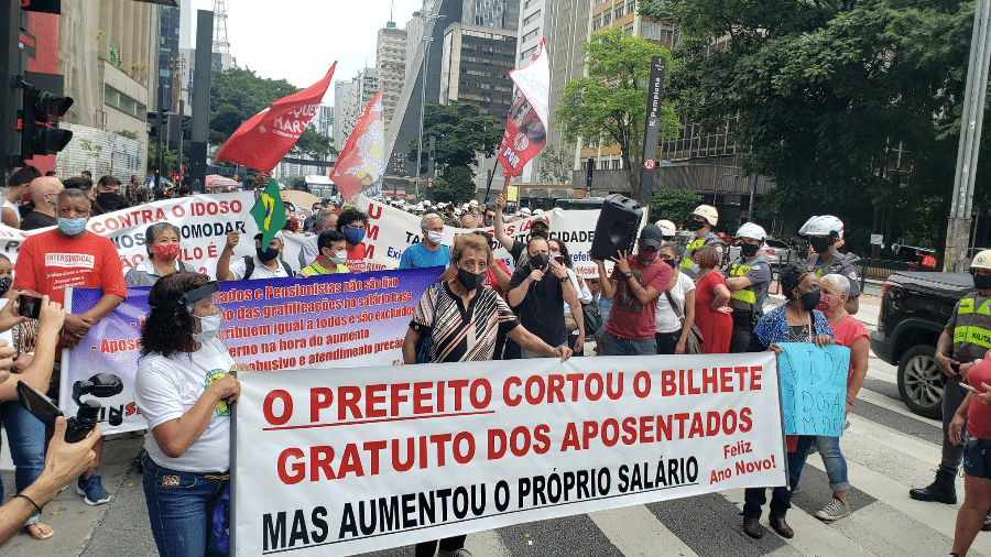 Idosos protestam contra fim da gratuidade no transporte público em São Paulo para pessoas entre 60 e 64 anos - Divulgação/MPL