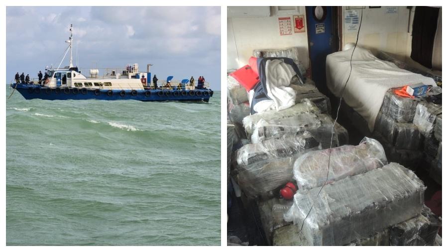 As toneladas de cocaína foram apreendidas em uma ação conjunta da Marinha e da PF