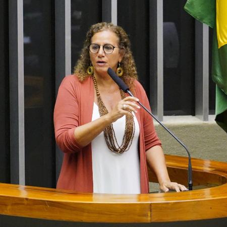 18.mar.2020 - A deputada Jandira Feghali (PCdoB-RJ) durante sessão deliberativa na Câmara - Pablo Valadares/Câmara dos Deputados