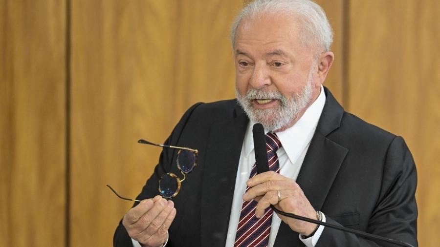 Lula em entrevista coletiva no Palácio do Planalto, em Brasília