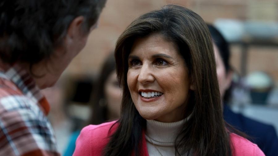 Nikki Haley em evento de campanha em Iowa, nos EUA