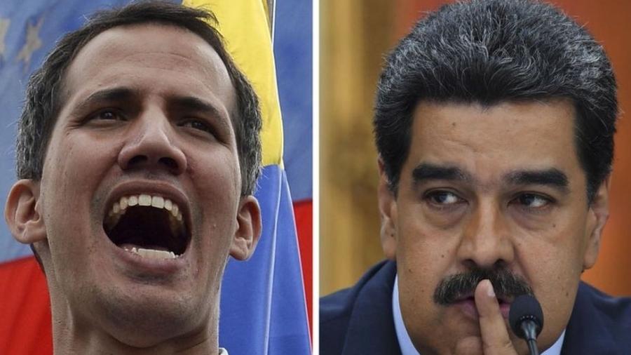 9.fev.2019 - Tanto Juan Guaidó como Nicolás Maduro se consideram os presidentes legítimos da Venezuela - AFP