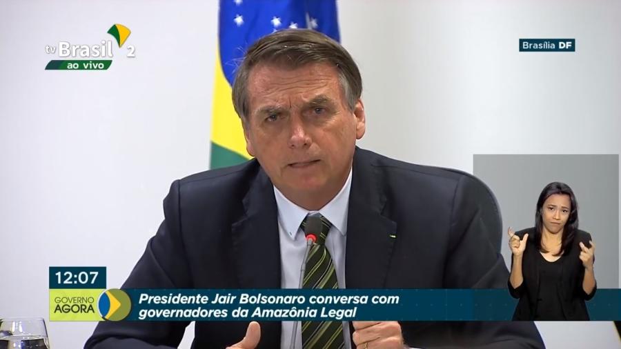 O presidente Jair Bolsonaro durante conversa com governadores da Amazônia Legal sobre proteção ambiental - Reprodução/Facebook/TV Brasil Gov