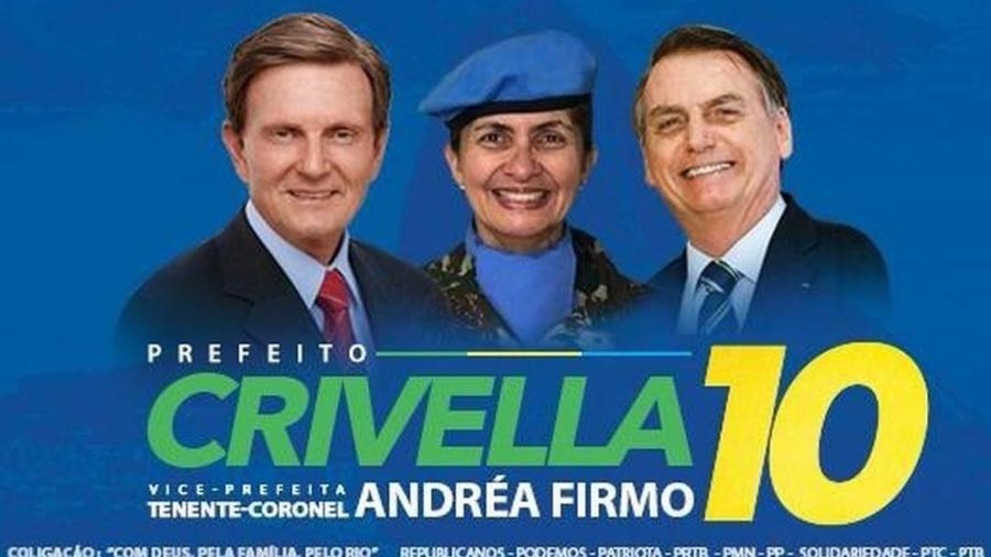 Imagem usada por Marcelo Crivella em campanha pela reeleição no Rio de Janeiro traz a imagem de Jair Bolsonaro - Reprodução/Twitter