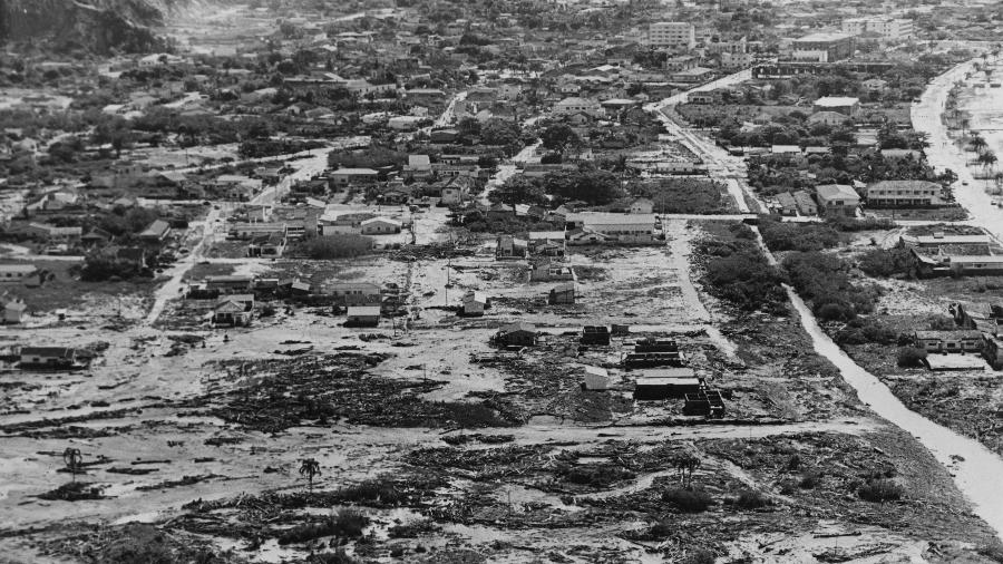 21.03.1967 - Tromba-d"água atingiu Caraguatatuba e deixou centenas de mortos - Arquivo/Estadão Conteúdo