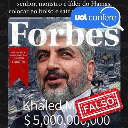 13.nov.2023 - Khaled Mashal não foi capa da Forbes em outubro ou novembro; a capa destacou Mark Zuckerberg