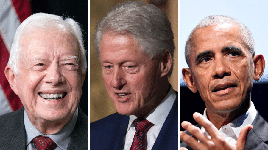 Os ex-presidentes americanos Jimmy Carter, Bill Clinton e Barack Obama