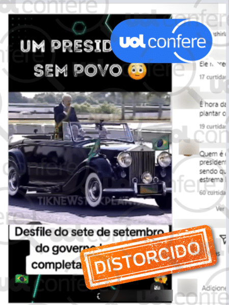 11.set.2024 - Posts enganam ao dizer que desfile de 7/9 com Lula estava vazio