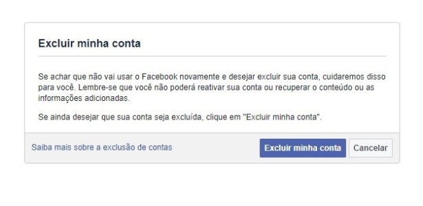 Excluindo sua conta do Facebook - Reprodução - Reprodução
