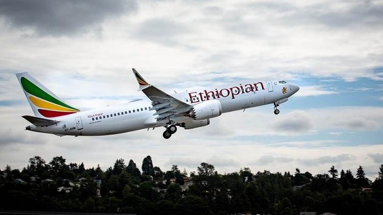 Imagem de arquivo de um avião Boeing 737 MAX 8 da companhia Ethiopian Airlines