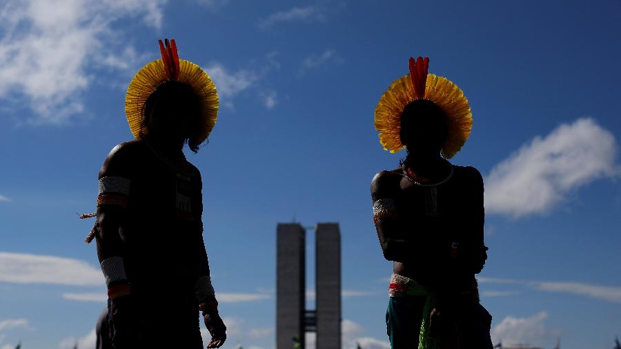 24.abr.2019 - Povos indígenas se reúnem em Brasília em defesa de seus direitos - Adriano Machado/Reuters