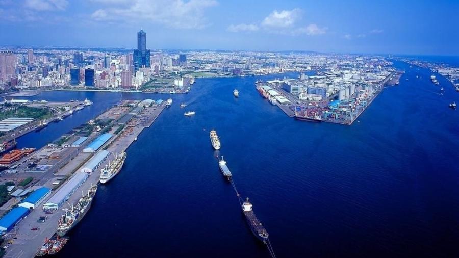 Vista aérea do porto da cidade de Kaohsiung, ao sul de Taiwan - Escritório Econômico e Cultural de Taipei no Brasil/Divulgação