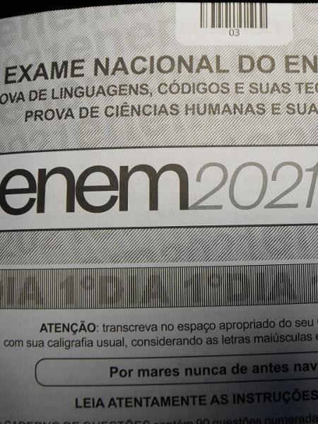 21 nov. 2021 - Caderno do primeiro dia de provas do Enem, em São Paulo - Ronaldo Silva/Futura Press/Estadão Conteúdo