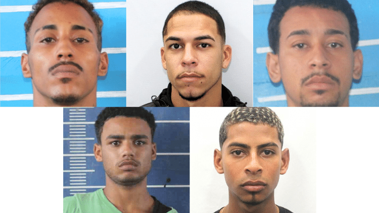 Da esq. para a dir.: André Luiz Bandeira Leal, o Bracinho; Carlos Antônio Gomes Júnior, o Braddock; Caio Felipe Ferreira da Cruz, o Reizin; Fabiano da Silva Souza, o Fabiano; Hiago Ferreira Pinto, o Hiago Da esq. para a dir.: André Luiz Bandeira Leal, o Bracinho; Carlos Antônio Gomes Júnior, o Braddock; Caio Felipe Ferreira da Cruz, o Reizin; Fabiano da Silva Souza, o Fabiano; Hiago Ferreira Pinto, o Hiago
