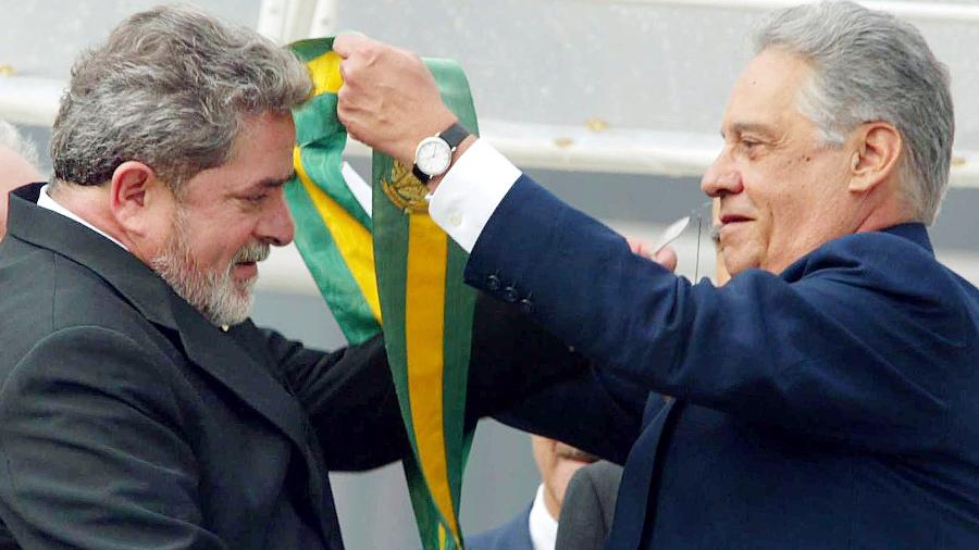 Em 2003, FHC passou a faixa presidencial para Lula; petista disse que sempre teve "disputa civilizada" com o tucano - Lula Marques/Folhapress