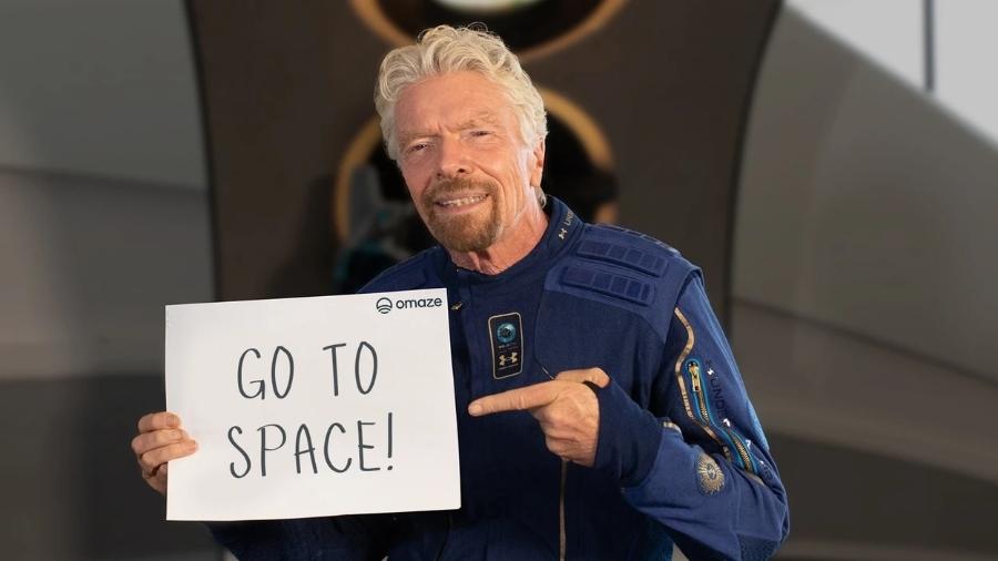 Richard Branson em propaganda de sorteio para viajar para o espaço com a Virgin Galactic - Divulgação