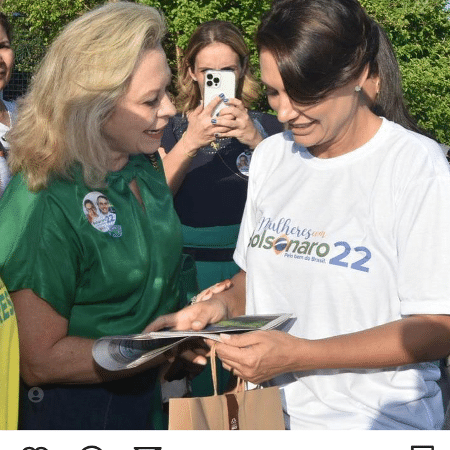 A empresária Lídia Prata Ciabotti com a primeira-dama, Michelle Bolsonaro - Reprodução/Instagram