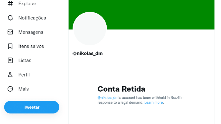 A conta do deputado federal Nikolas Ferreira (PL-MG) foi suspensa no Twitter - Reprodução/Twitter - Reprodução/Twitter