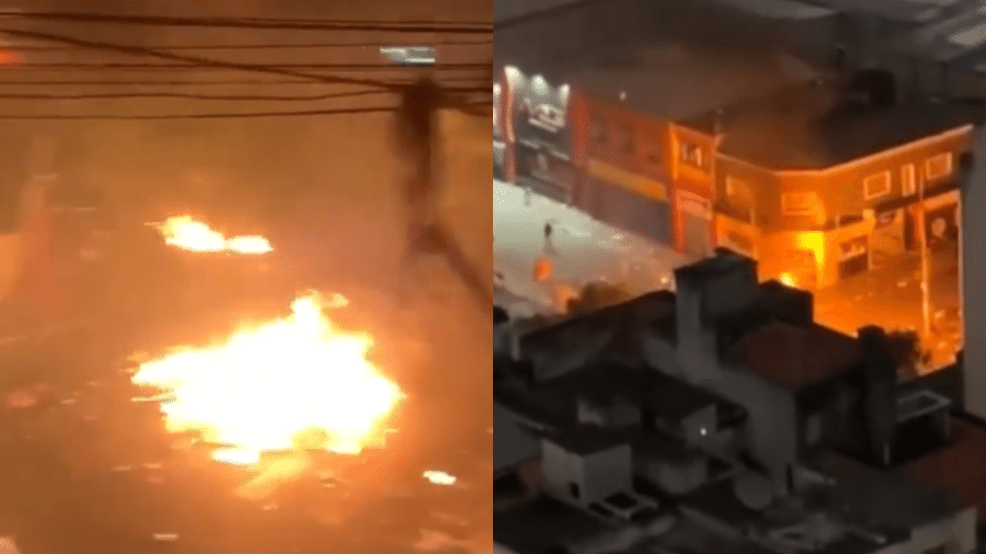 Os usuários teriam se revoltado com uma abordagem policial e colocaram fogo em lixos na região central de São Paulo - Reprodução/Redes sociais
