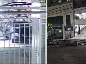 SP: criminosos invadem prédio e derrubam portão de garagem na fuga