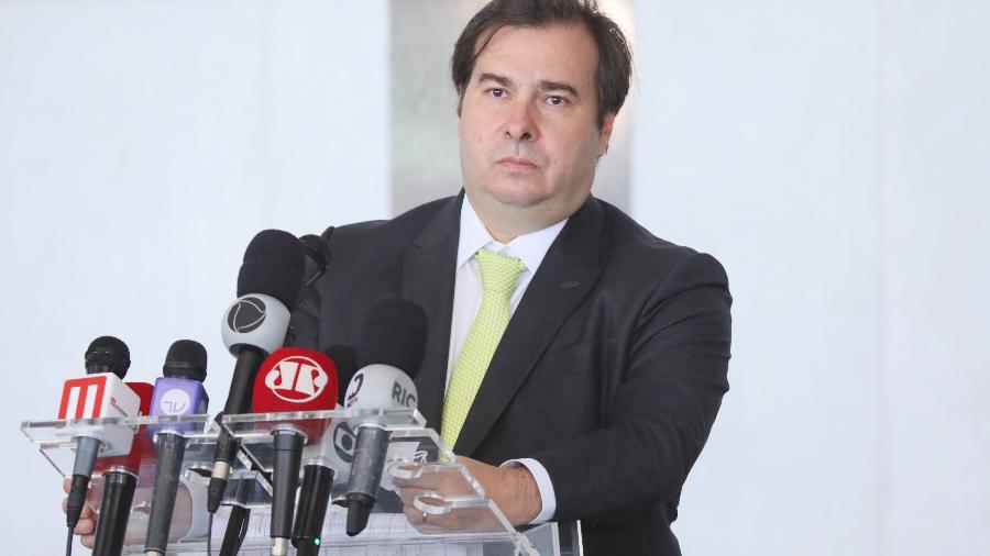 16.abr.2020 - O presidente da Câmara, Rodrigo Maia (DEM-RJ), durante coletiva sobre a crise do coronavírus - Maryanna Oliveira/Câmara dos Deputados